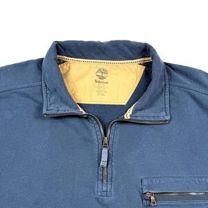 Timberland Men's Blue 1/4 Zip Long Sleeve Collared Shirt Pocket Size XLT